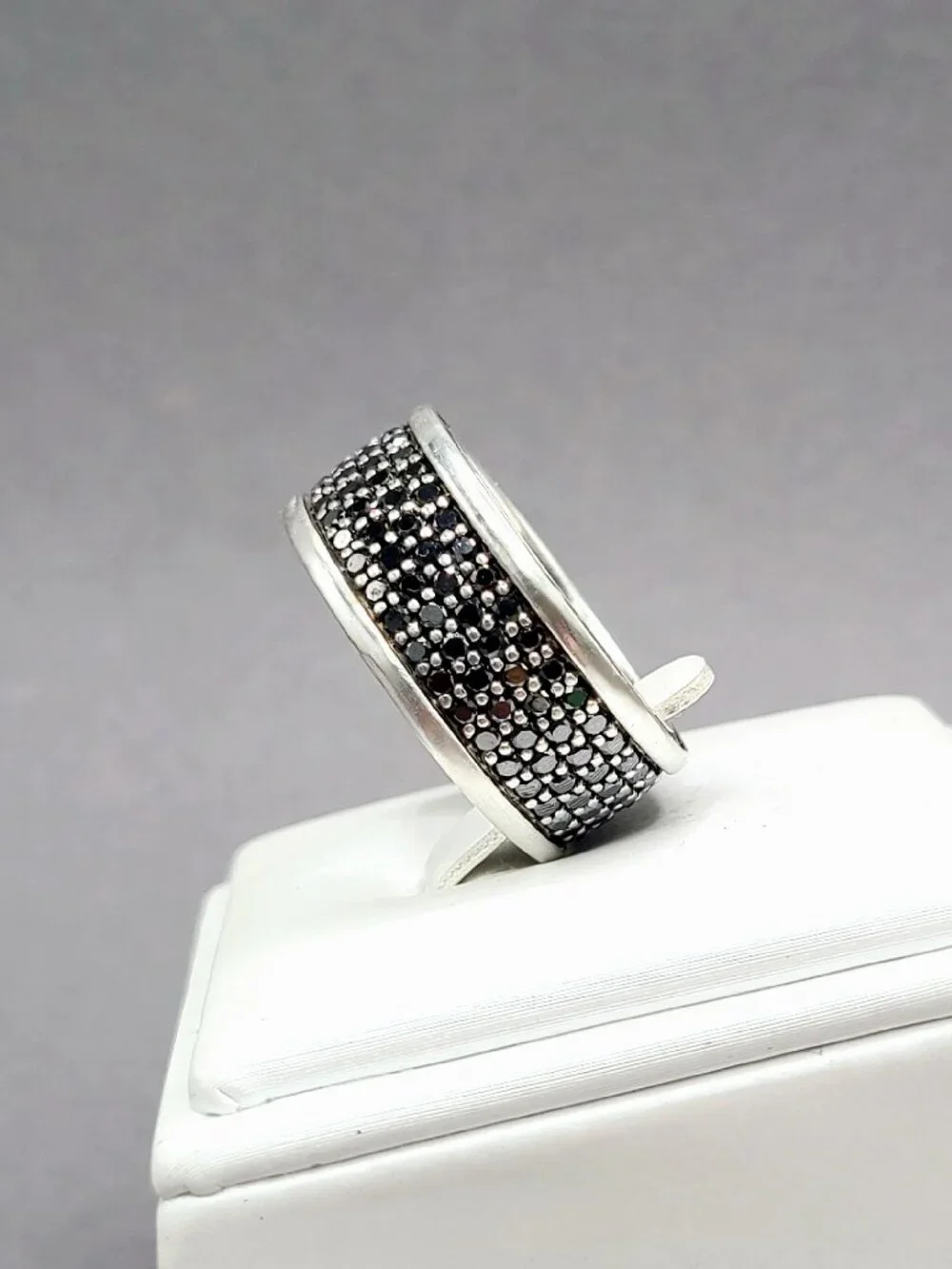 David Yurman Streamline Four Row Ring w/ Pavé Black Diamonds - Size 10 - RARE